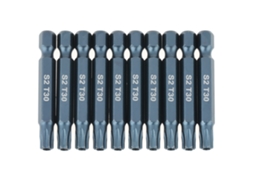 Kit De 10 Brocas De Chave De Fenda Estrela Segurança T30, Cabo Hexagonal 1/4", 50mm, Magnéticas
