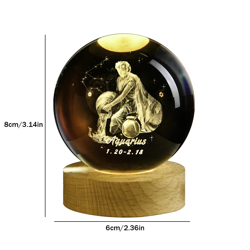 Luminária Noturna Bola de Cristal , Luminária Esculpida em 3d, Decoração para Casa MDUG (luz Fria)
