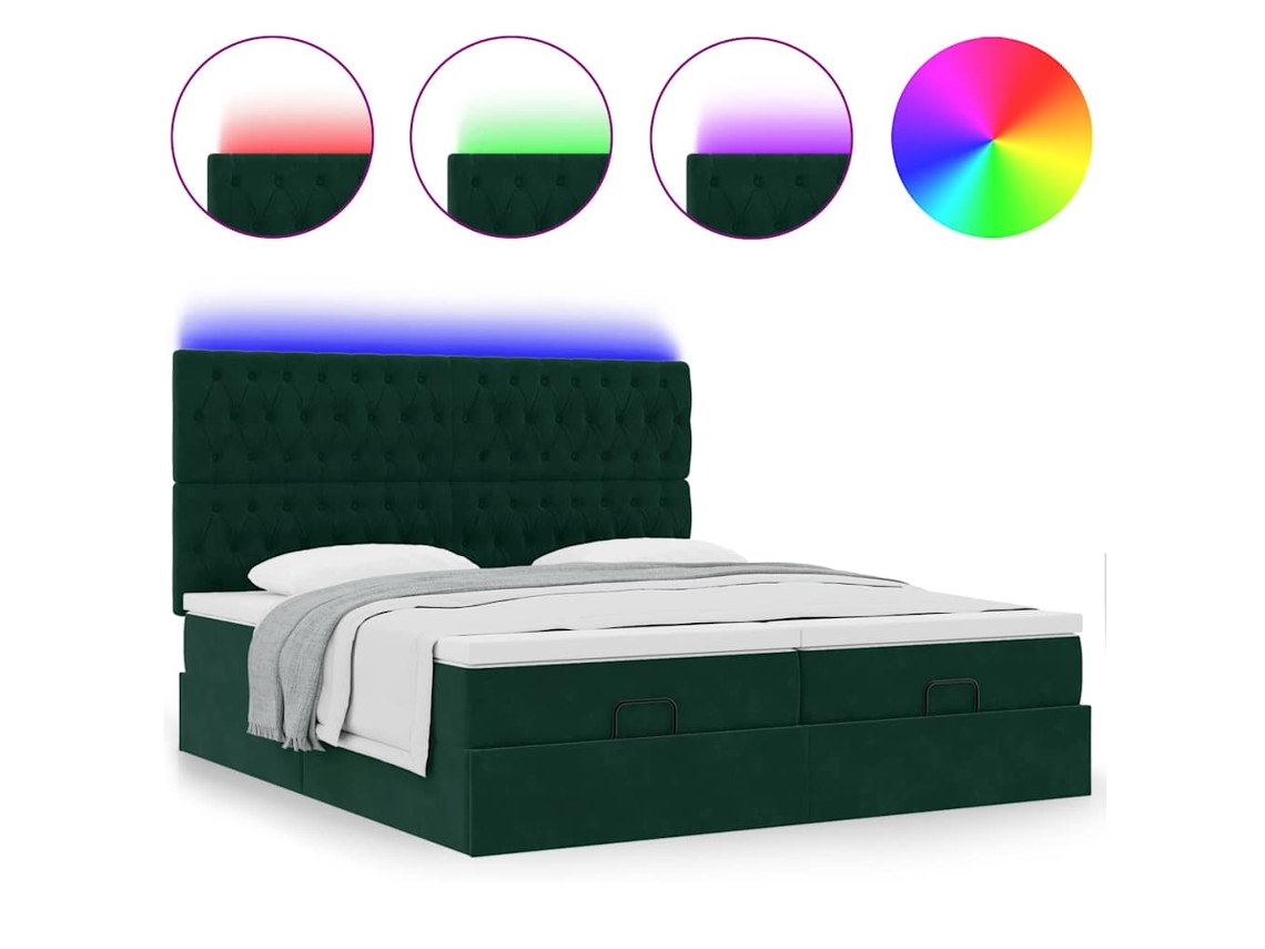 Estrutura de Cama Otomana com Colchão Verde Escuro Veludo MAISON EXCLUSIVE