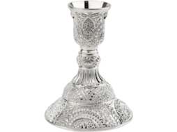 Castiçal Texturizado Em Liga De Prata (8×8×10 Cm). Ideal Para Decoração De Sala De Estar, Sala De Jantar, Casamentos E Halloween.