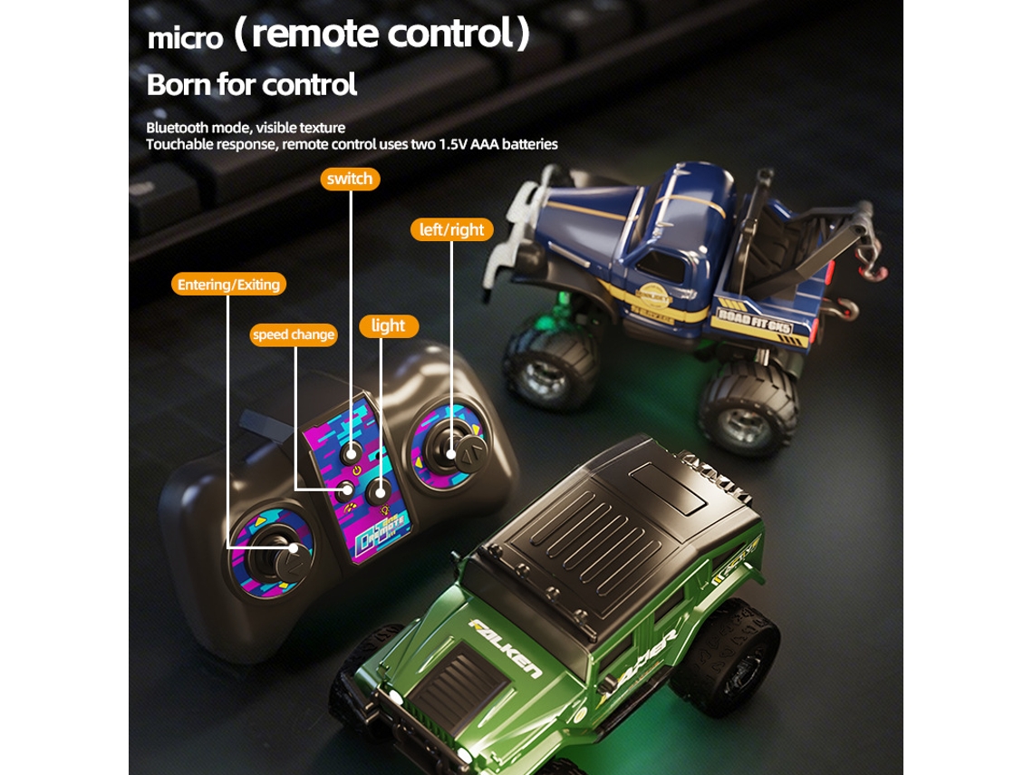 1/64 Mini Rc Carro Off Road, Carro De Controle Remoto Portátil Recarregável Com Luzes Digitallab (laranja D03)