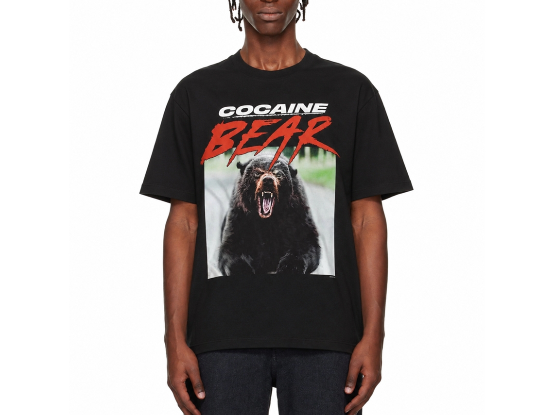 Rockinstone Cocaine Bear Photo Black Adult T-shirt Size:l