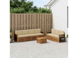 Vidaxl Conjuntos De Sofás Com Almofada 8 Pcs Madeira Sólida De Acácia
