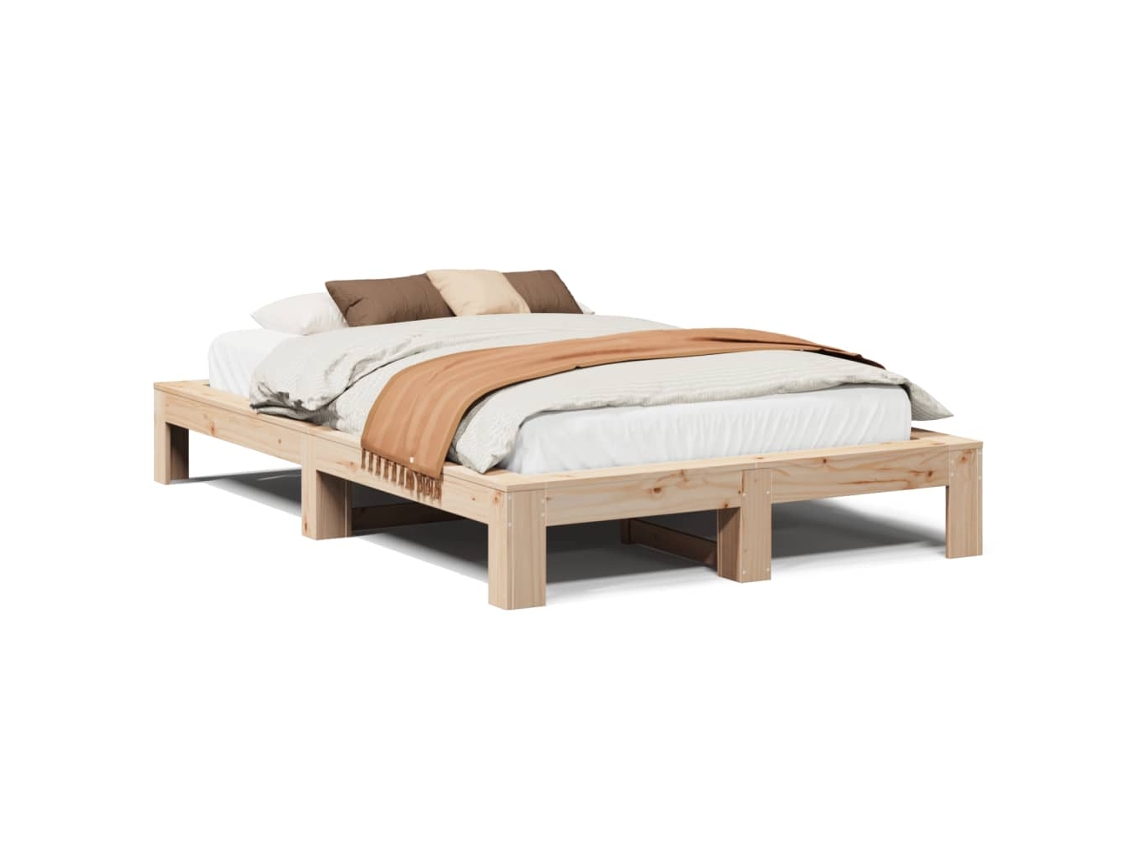 Bed Frame, Bed Frames Vidaxl Marrom Madeira De Pinho (135 X 190 Cm)