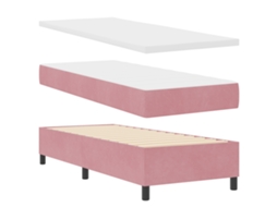 Cama Bospring Com Colchão & Banco Rosa Veludo Vidaxl Rosa Fabric (80x200 Cm)