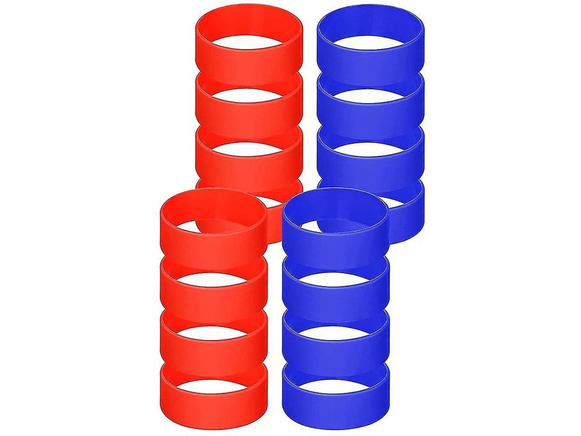 Bands De Silicone Para Sublimação Em Tumblers: 16 Unidades (8 Azuis + 8 Vermelhas), Resistentes Ao Calor E Elásticas