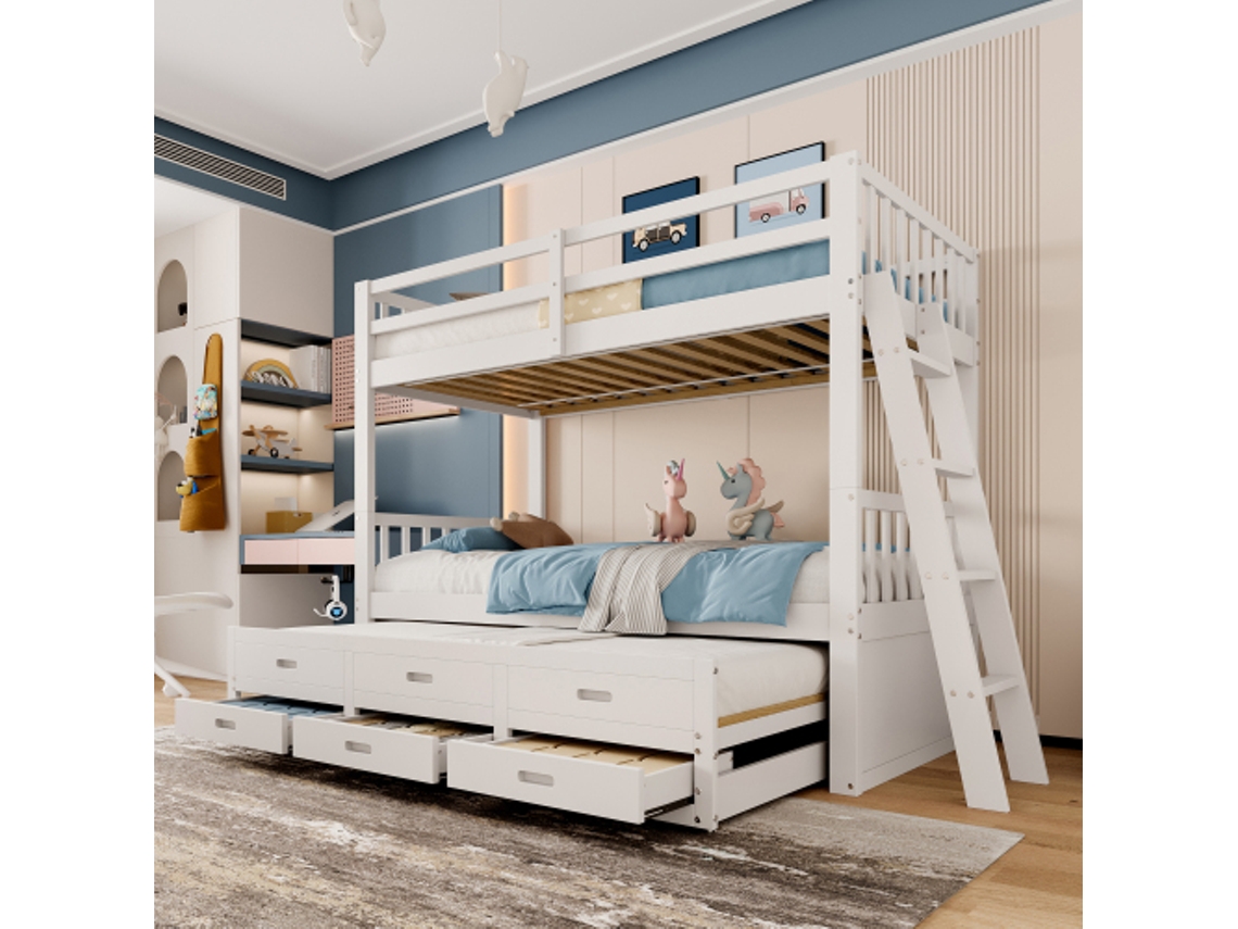Cama infantil Beliche 90x200cm, design robusto, durável, design prático, fácil instalação, qualidade superior, colchão não incluído.