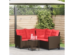 Vidaxl Conjunto De Sofás Para Exterior 2 Pcs Marrom E Vermelho Vime Pe