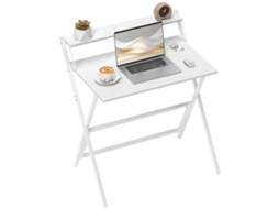 Escrivaninha Dobrável De 75,5 X 50 Cm Com Prateleira De Armazenamento Para Quarto, Pequenos Espaços, Branco-t1