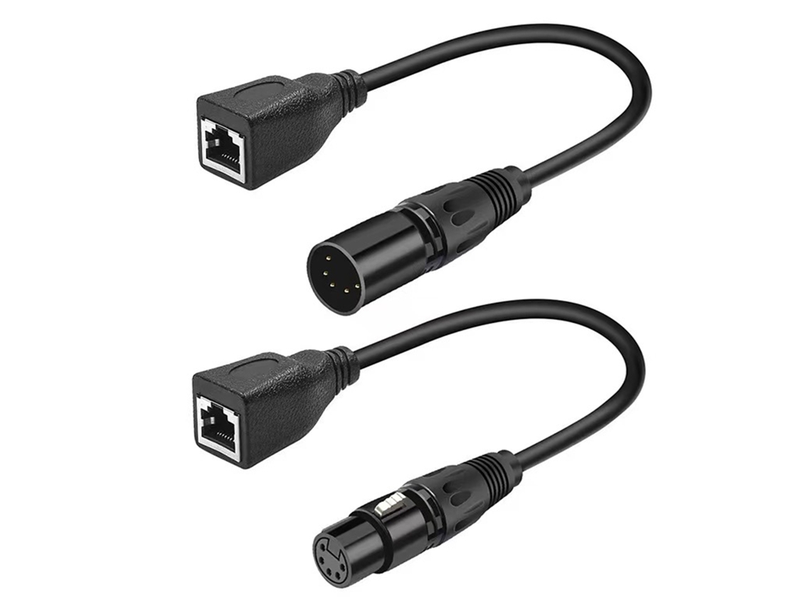Conjunto de Cabos Adaptadores XLR 5 Pinos Macho/Fêmea para Rj45 DMX Ethernet, 30/50cm | S/MARCA