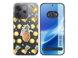 Capa Tumundosmartphone De Silicone Transparente Para Vivo V70 5g Com Estampa De Abacaxi