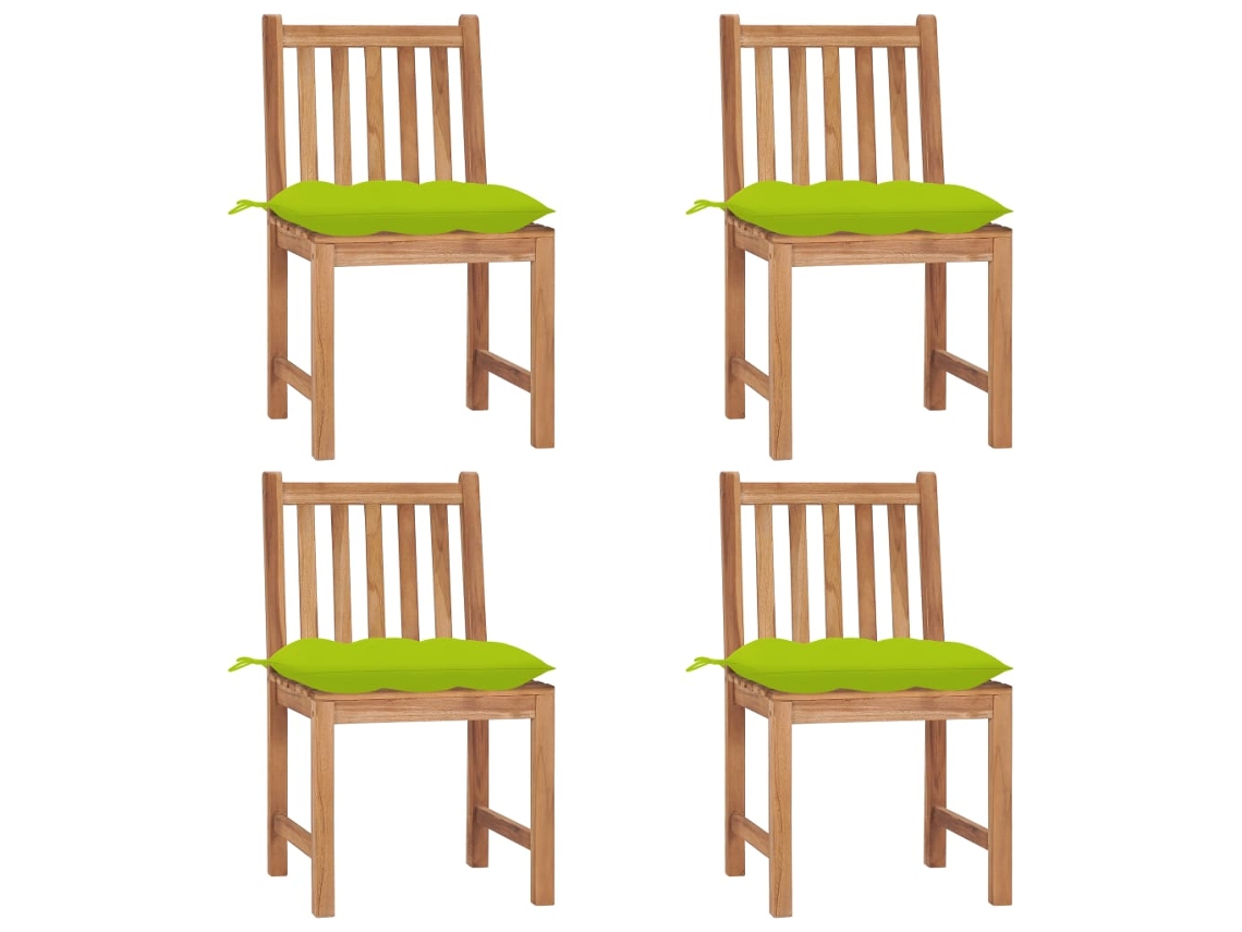 Cadeiras De Jardim C/ Almofadões 4 Pcs Madeira De Teca Maciça Dkd Home Decor