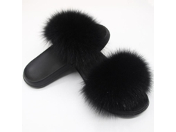 2026 zapatos de Pelo de Zorro para Mujer Chanclas de Pelo Abiertas Confortables Interior Y Exterior