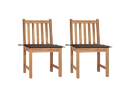 Vidaxl Cadeiras De Jardim C/ Almofadões 2 Pcs Teca Maciça