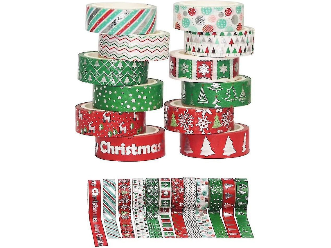 Conjunto de fita washi, fita decorativa de Natal, fita adesiva, fita adesiva colorida para artesanato de Natal, scrapbooking, presentes Slowmoose