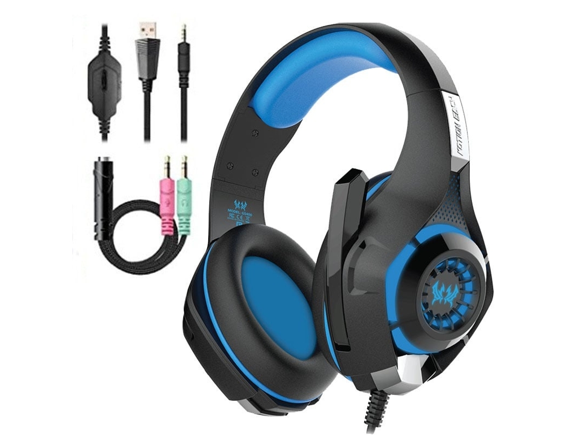 Lurelia Headset Gamer Beexcellent Gs400 Gs400 3,5 Mm Type-c Rgb Microfone Preto E Azul