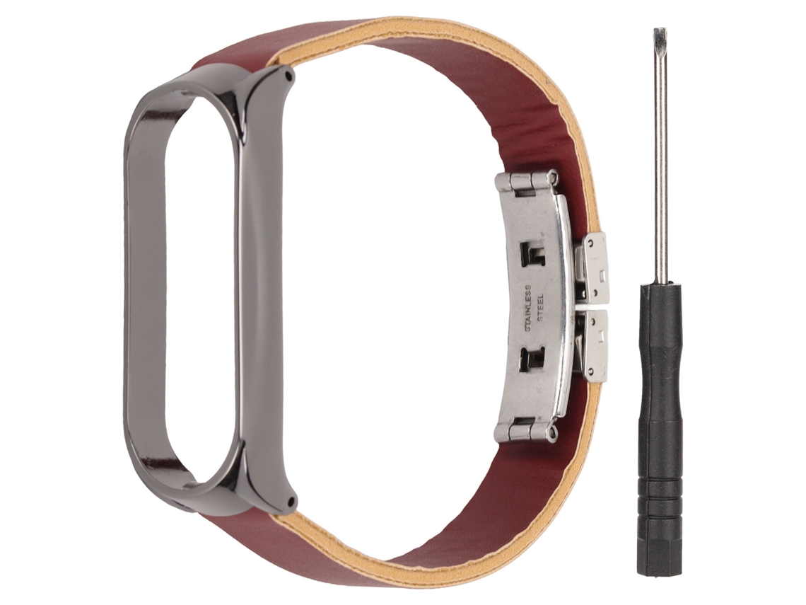 Cinto de relógio de couro com fivela borboleta para Xiaomi Mi Band 6 | EOOCOO
