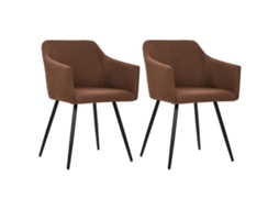 Vidaxl Cadeiras De Jantar 2 Pcs Tecido Castanho