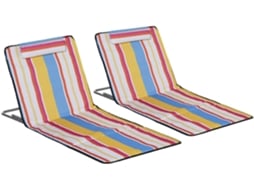 Esteira de Praia Aço, Tecido Oxford e Espuma Pebd Cor Multicor 124x53x37-50cm Outsunny