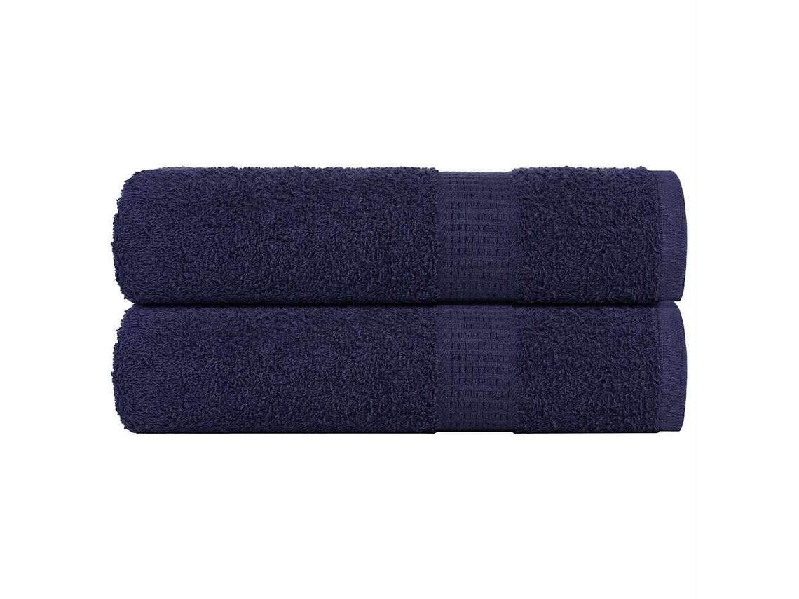 Conjunto 2 Toalha De Banho Vidaxl Azul Algodão