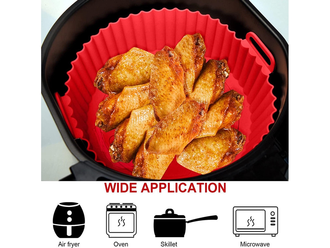 Forma De Silicone Reutilizável Para Air Fryer (8.5 Polegadas, Vermelho) - Antiaderente, Resistente Ao Calor