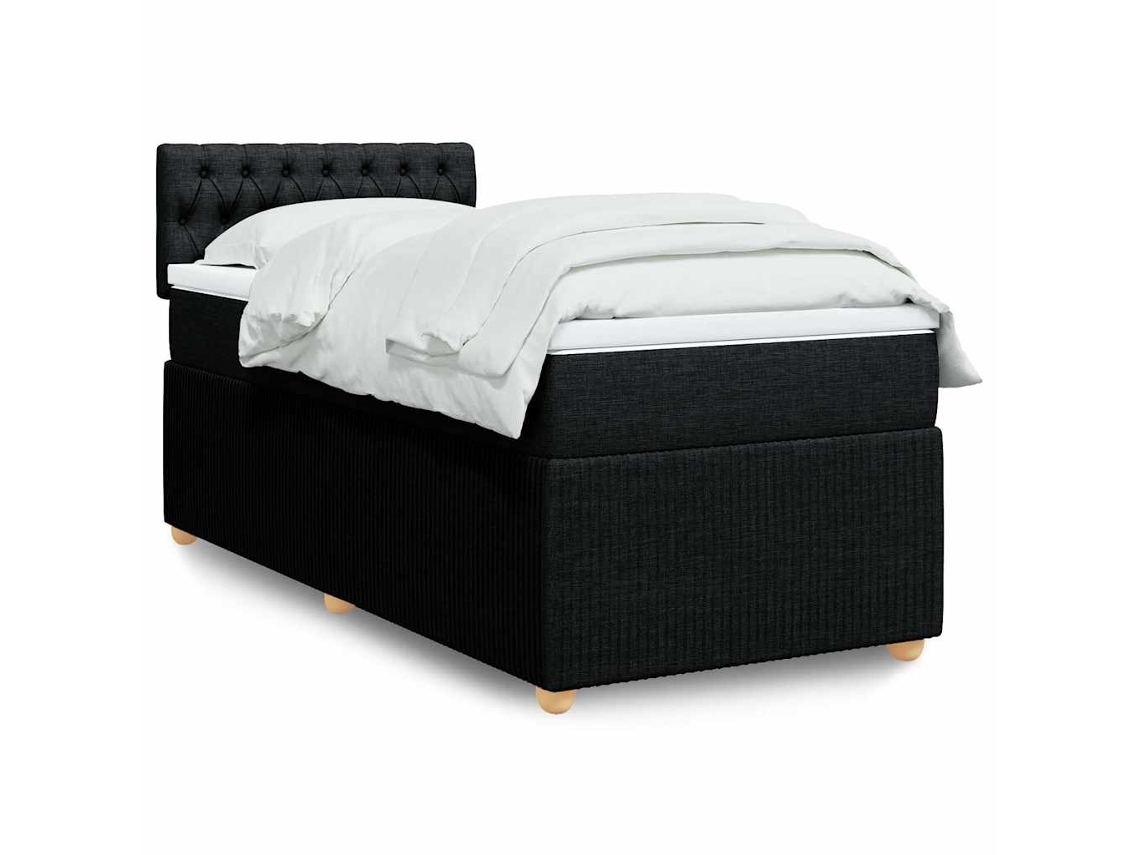 Cama com molas/colchão 90x190 cm tecido preto