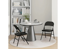 Cadeiras Dobráveis, Conjunto 2, Metal/couro Sintético, Preto, Escritório/recepção/sala Espera