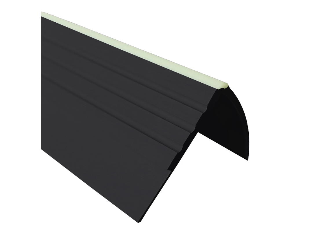 Perfil De Borda De Escada Quest Pvc 40x40 Mm Fluorescente, Preto, 150 Cm