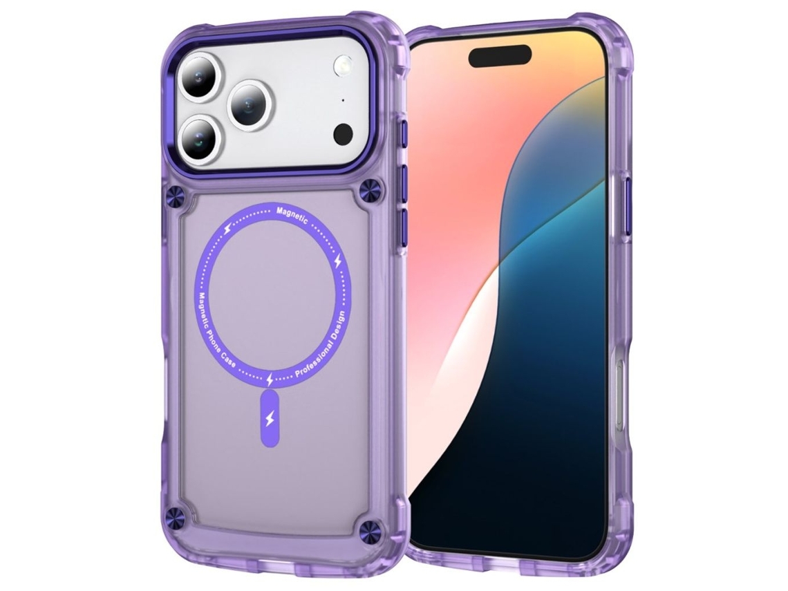 Capa Para Iphone 17 Pro Compatível Com Magsafe - Roxo Transparente