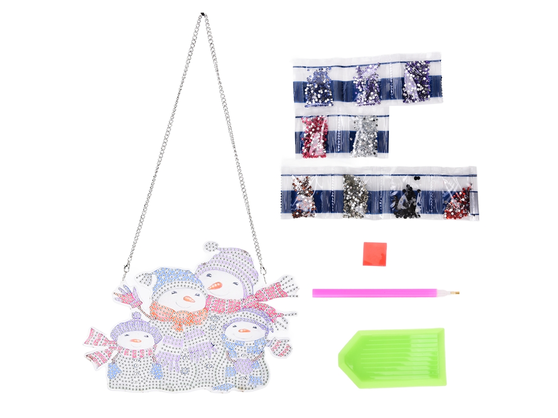 Colgante de Strass Forma de Muñeco de Nieve Diy Pintura Adorno Decorativo para Hogar Puerta Pared
