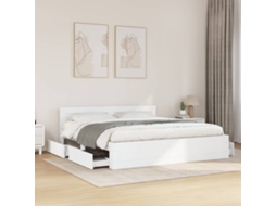 Vidaxl Estrutura De Cama C/ Cabeceira Sem Colchão 200x200 Cm Branco