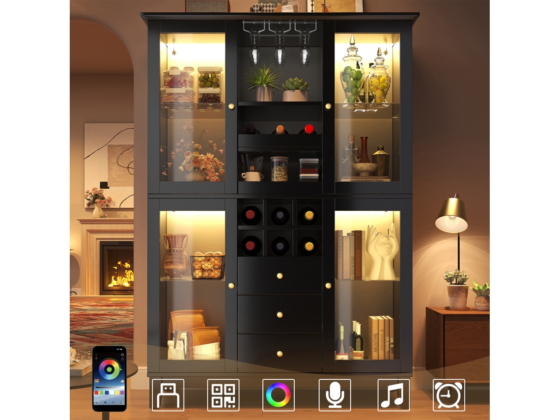 Adega Climatizada Led App 180cm 3 Gavetas Suporte Taças VELTRIX