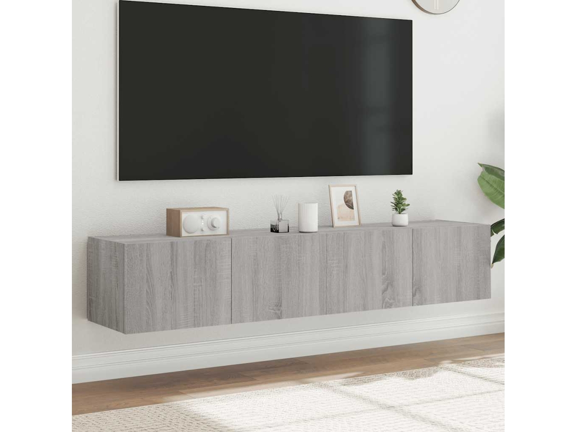 Vidaxl Móveis De Parede Para Tv Com Luzes Led 2 Pcs Cinzento Sonoma