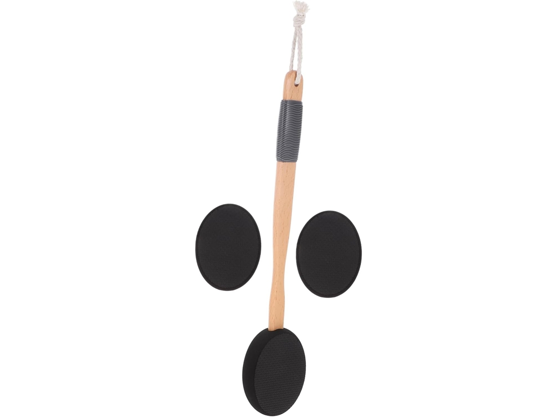 Escova Corporal Yardenfun De Cabo Longo Em Eva Preto Com Cabeça Texturizada Antiderrapante Para Banho E Aplicação Loção