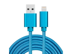 Cabo Usb para Dados e Carregamento 3m XIAOMOYU, conector 8 pinos, trançado, cabeça de metal, azul