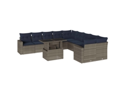 Conjunto de Sofá de Jardim, 11 Peças, Almofadas, Rattan Cinza MAISON EXCLUSIVE
