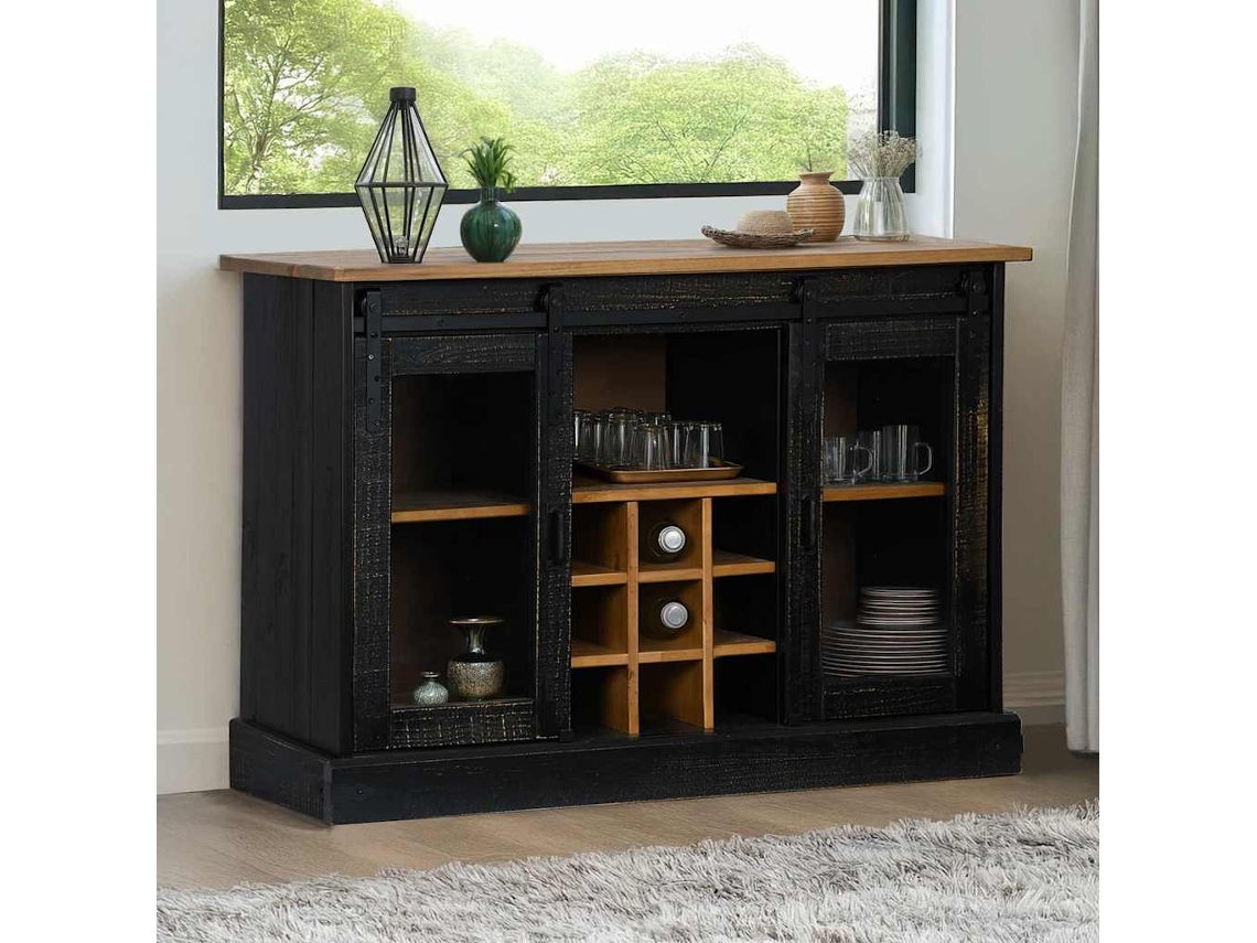 Aparador Halden con 2 puertas correderas 112x40x80 cm Madera maciza