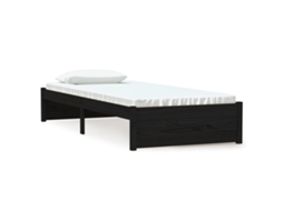 Estrutura Cama Pequena Solteiro 75x190 cm Madeira Maciça Preto MAISON EXCLUSIVE