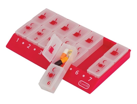Organizador de Medicamentos Semanal S2 Vermelho 2 X Dia LA-PASTILLA