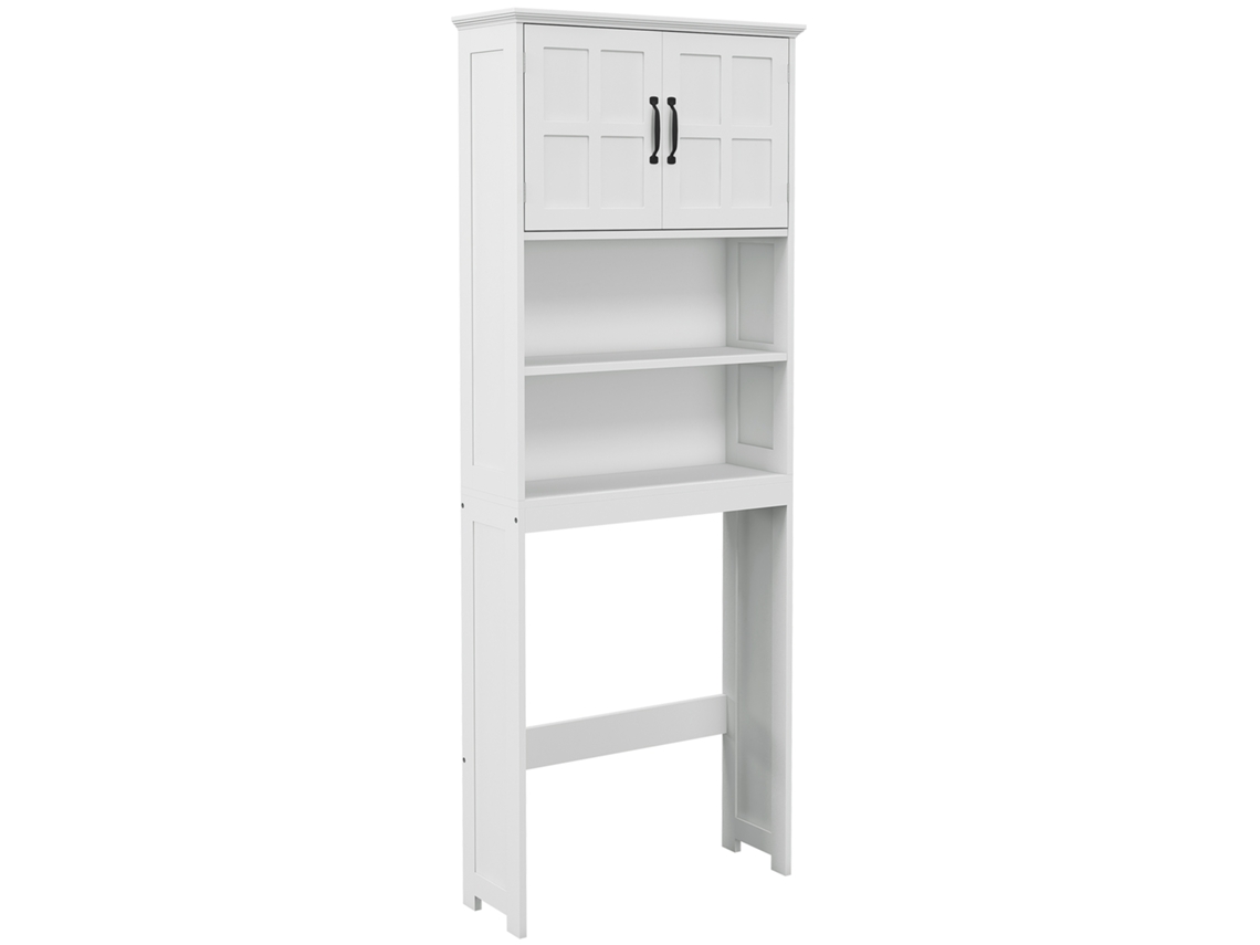 Armário Sobre Sanita Madeira de Melamina e Mdf Cor Branco 66x23x178 cm Kleankin