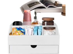 Organizador De Café, Porta Condimentos De Madeira Organizador De Bancada Multifuncional Com Gaveta Gokoco