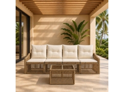 Vidaxl Conjunto De Sofá De Jardim 5 Unid. Bege Vime Pe