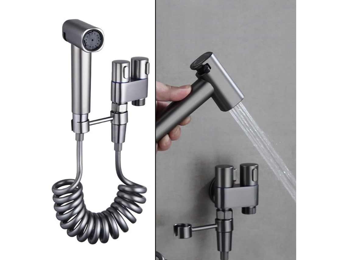 Kit de Ducha Higiênica em 2 M, Fácil Instalação, Aço Inoxidável, Latão