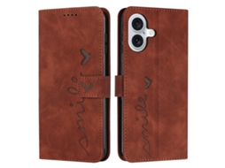 Capa Para Iphone 17 Em Couro Com Relevo De Coração E Alça Longa.