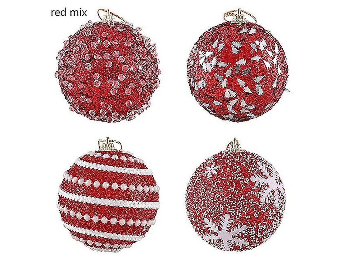 2/4 Peças Bola De Natal De 8cm Com Strass Brilhante Enfeite Para Árvore De Natal Festa Casa Ano Novo 2023 2 Peças Rojo Mezclado