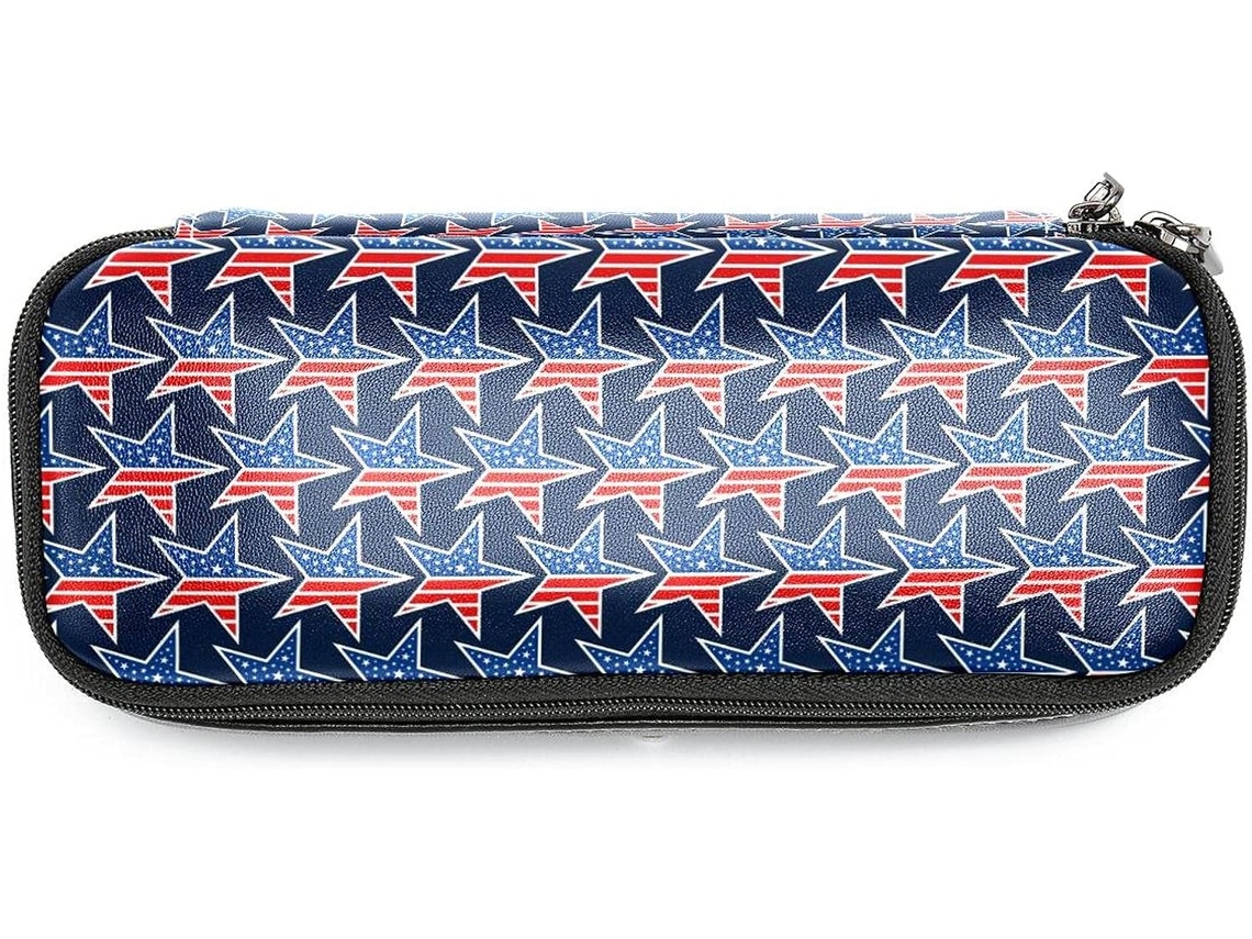 Porta-lápis com design patriótico americano e grande capacidade, com estrelas, organizador de maquiagem, ideal para maquiagem.