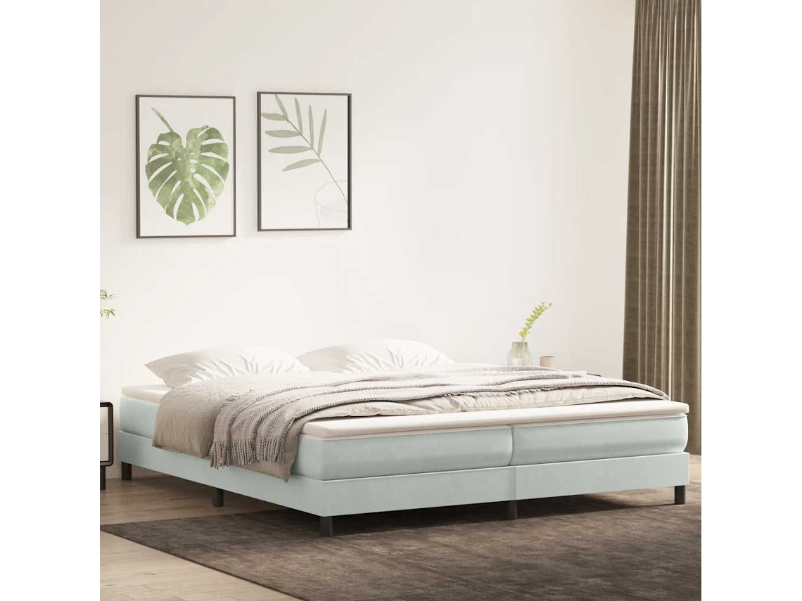 Vidaxl Cama Com Molas Sem Colchão Cinzento-claro 200x220 Cm Veludo