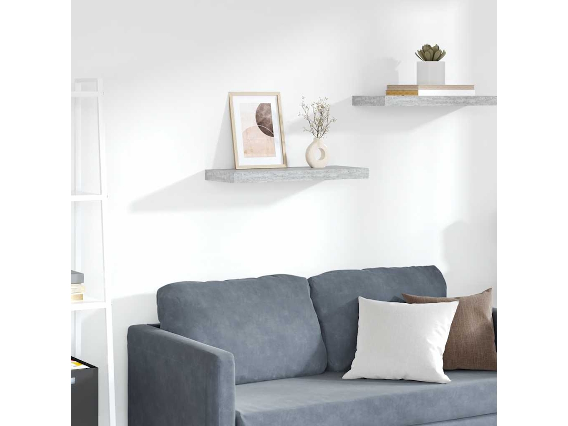 Vidaxl Prateleira De Parede Suspensa 60x23,5x3,8 Cm Mdf Cinza Cimento