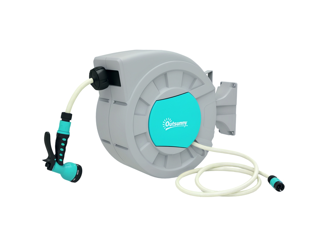 Carretel de mangueira CHEZMOI automático, 30+2m, sistema de travamento, 7 jatos, verde