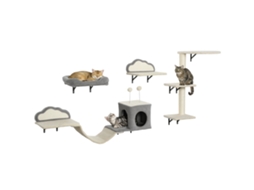 Conjunto de Arranhadores Montados na Parede, Superfícies de Arranhão de Sisal, 4 Peças, para 1 3 Gatos, Bege Ge